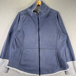 Tommy Bahama‎ Full Zip Mock Neck Jacket Blue Striped Cuff Women Reversible